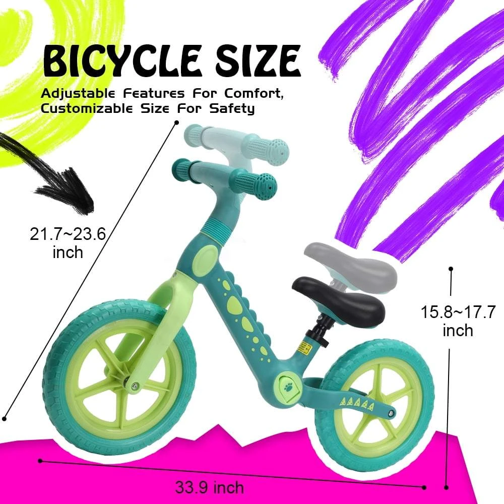 Kids Balance Bike Dinosaur Bike 2 Wheels With Foldable Footrest Ride-on Toys For Boy Girls 4 Kids Balance Bike Dinosaur Bike 2 Wheels With Foldable Footrest Ride-on Toys For Boy Girls - Image 4