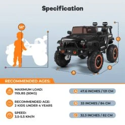 24V 2-Seater Kids Ride-On Truck Electric Toy Car With Remote Control Music LED Lights For Ages 3-8 -Sun Baby Sales Store jpg 074dfd9c 10a5 456b b899 af5c3b34f9dd