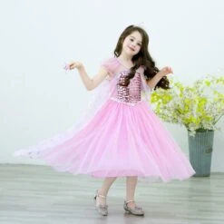 Kids Pink Elsa Dress Summer Party Dress Birthday Dress Up For Girls 3T-10 Years -Sun Baby Sales Store jpg 07d9a065 5580 4fdf af22 d22effb78207