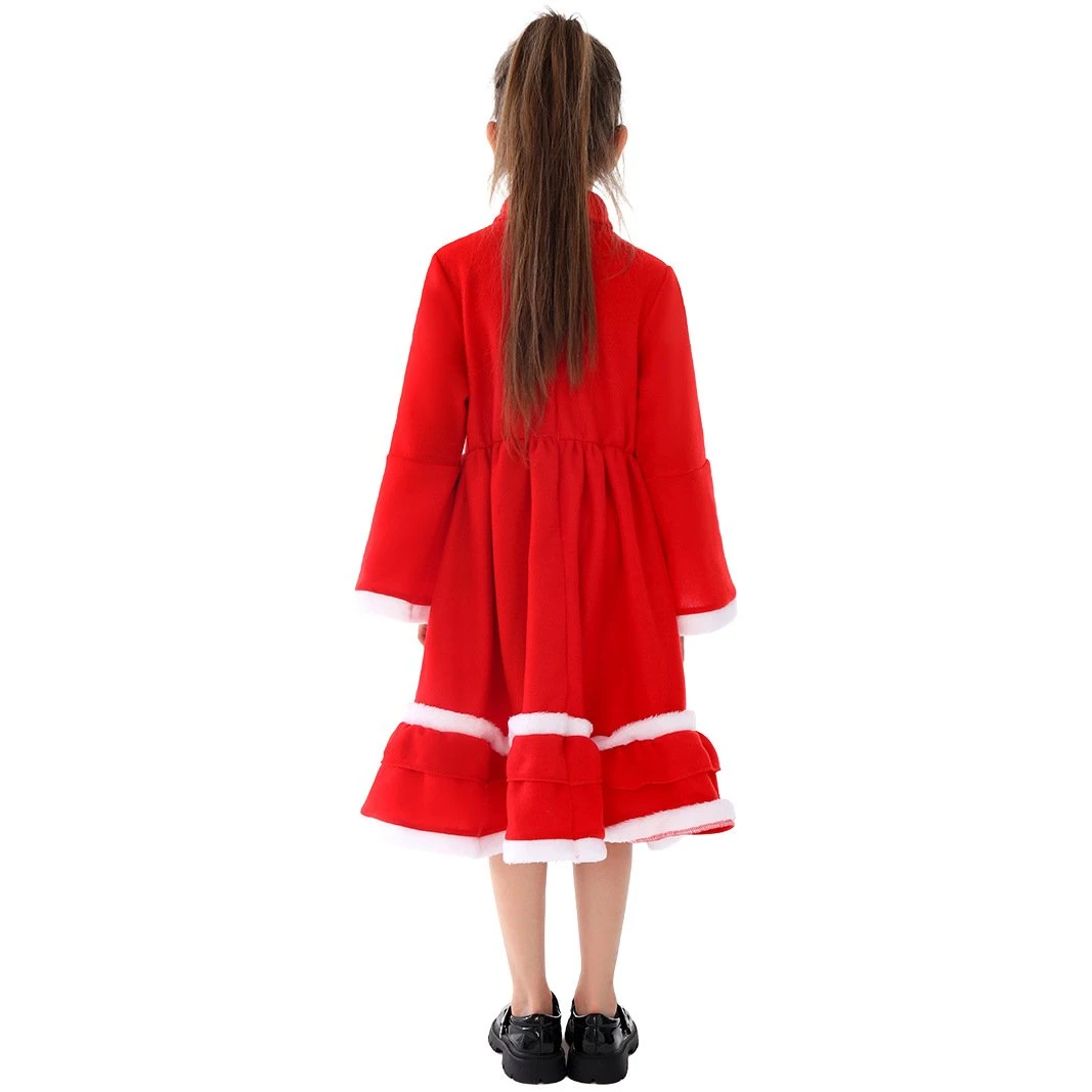 Girls Christmas Dress And Warm Red Hooded Xmas Cape For Christmas Party 4 Girls Christmas Dress And Warm Red Hooded Xmas Cape For Christmas Party - Image 4
