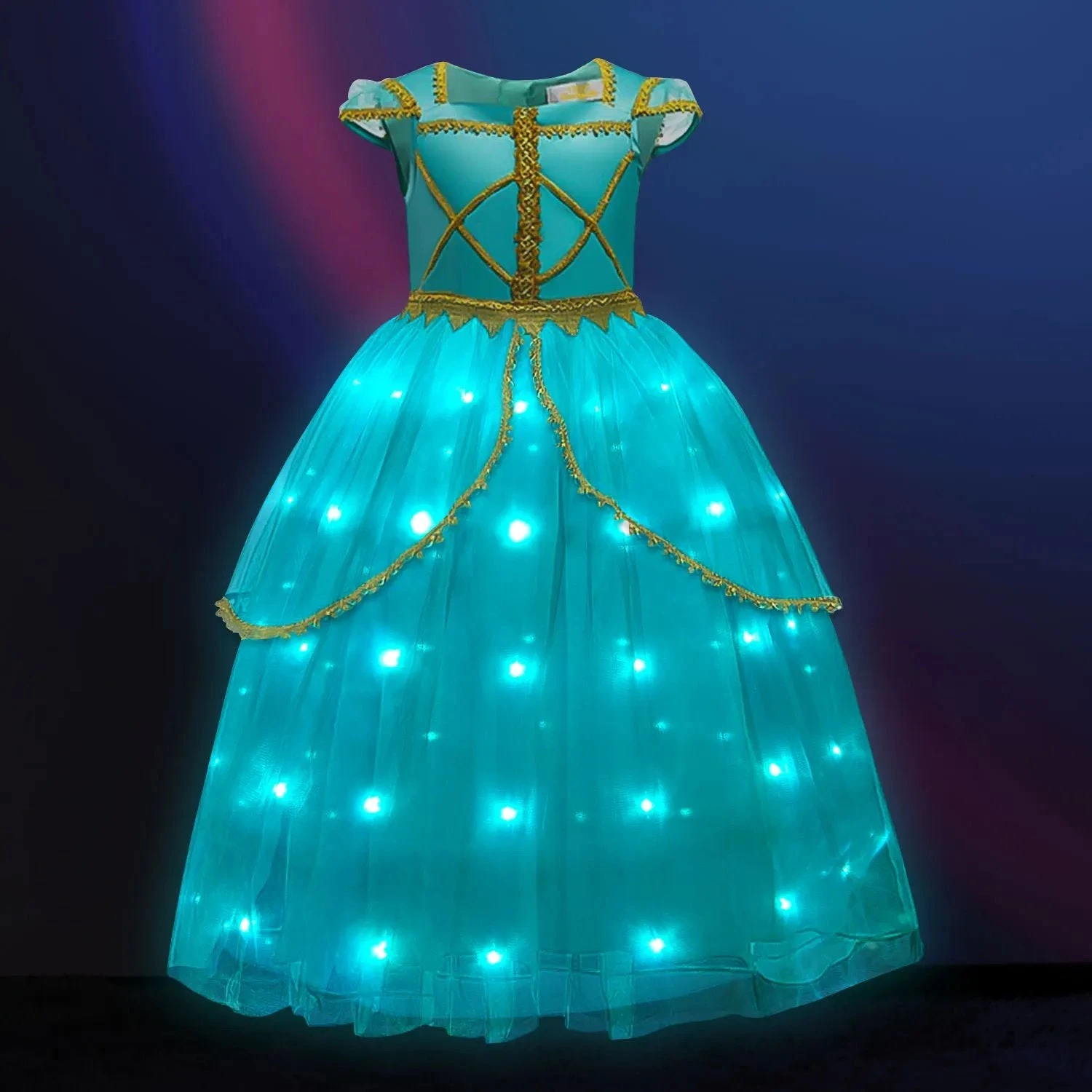 Princess Jasmine Costume Kids Jasmine Light Up Dress Fancy Birthday Dress 7 Princess Jasmine Costume Kids Jasmine Light Up Dress Fancy Birthday Dress - Image 7