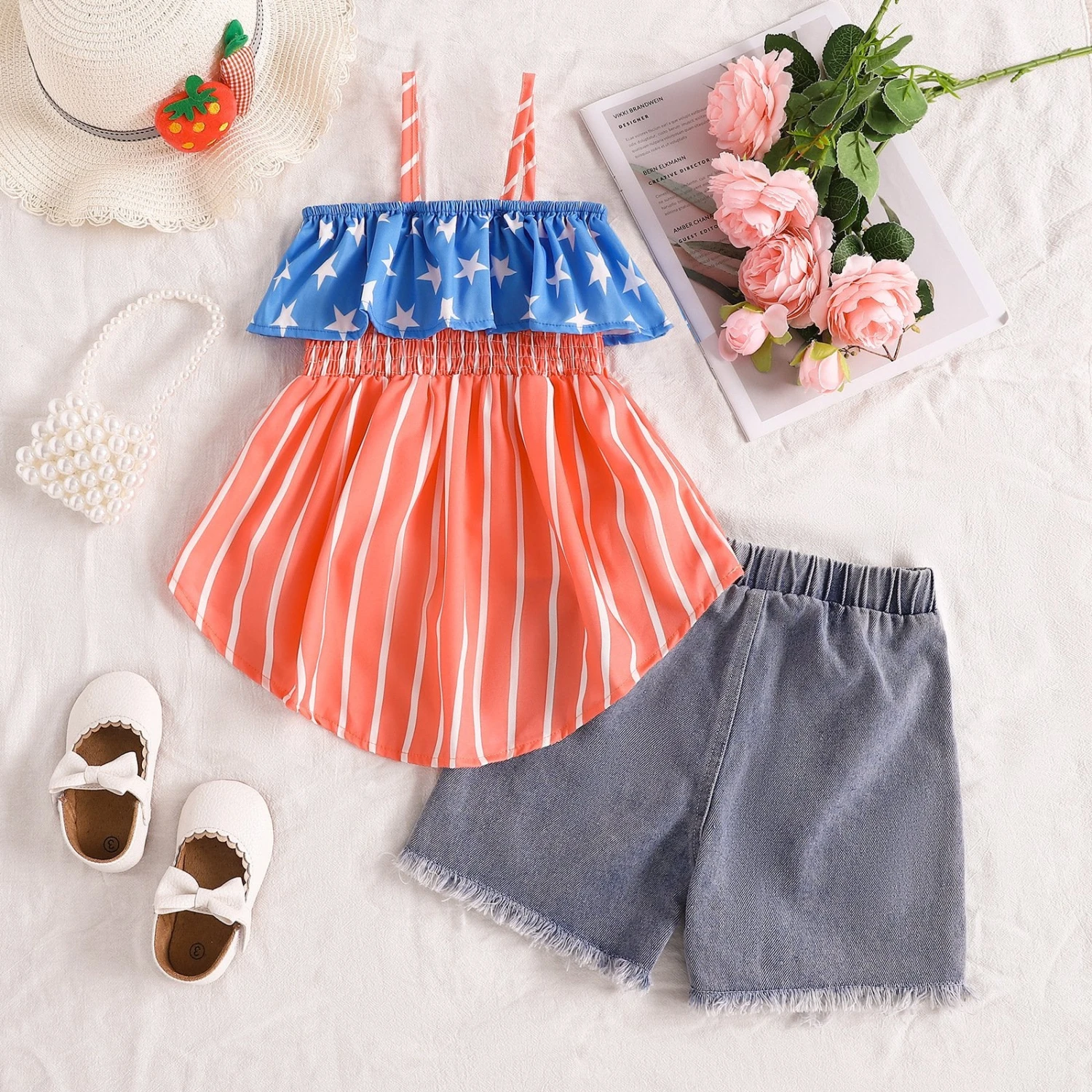 Infant 4th Of July Outfit Baby Girl July 4 Dress Up Suit My First Independence Day Short 2pcs Set 2 Infant 4th Of July Outfit Baby Girl July 4 Dress Up Suit My First Independence Day Short 2pcs Set - Image 2