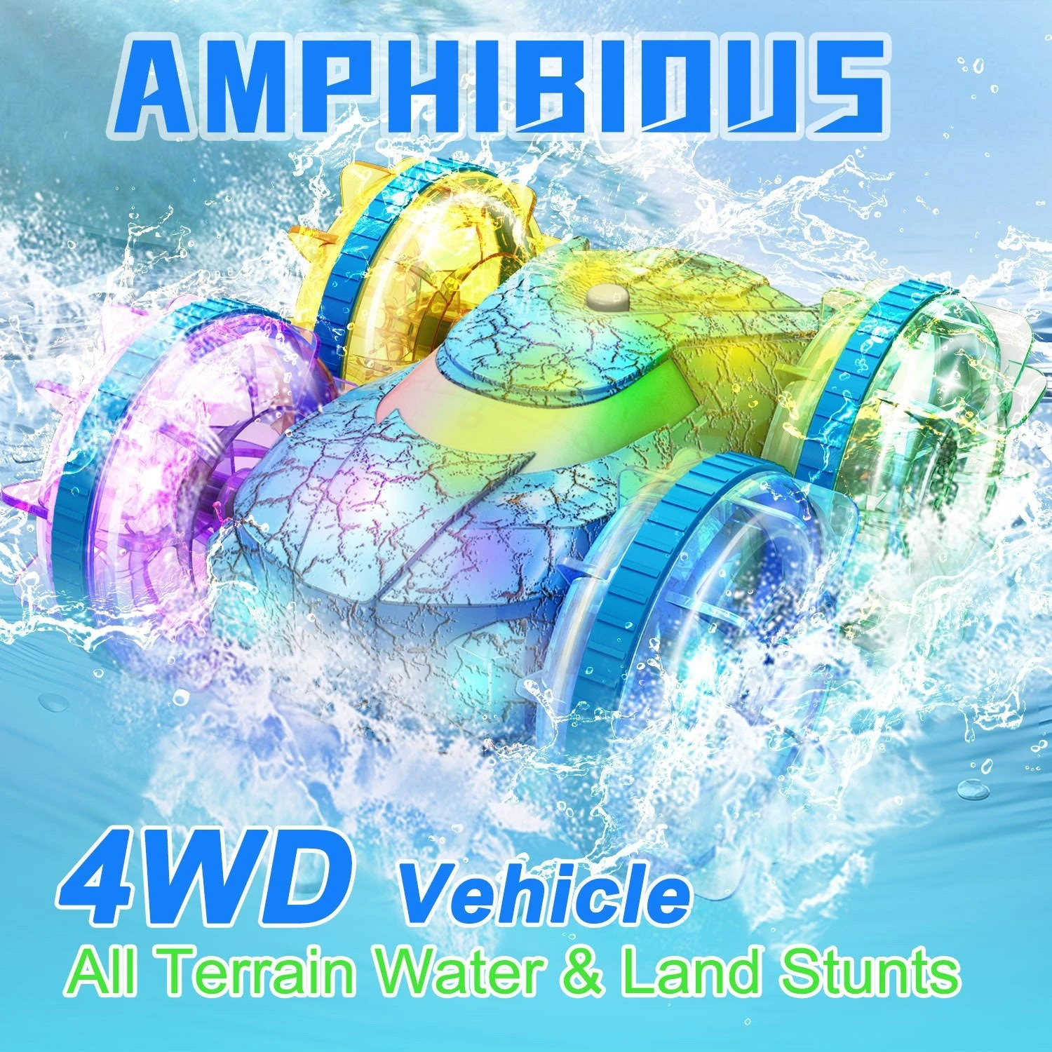 2.4G Amphibious Vehicle Double-Sided Stunt RC Car Colorful Lights 2 2.4G Amphibious Vehicle Double-Sided Stunt RC Car Colorful Lights - Image 2