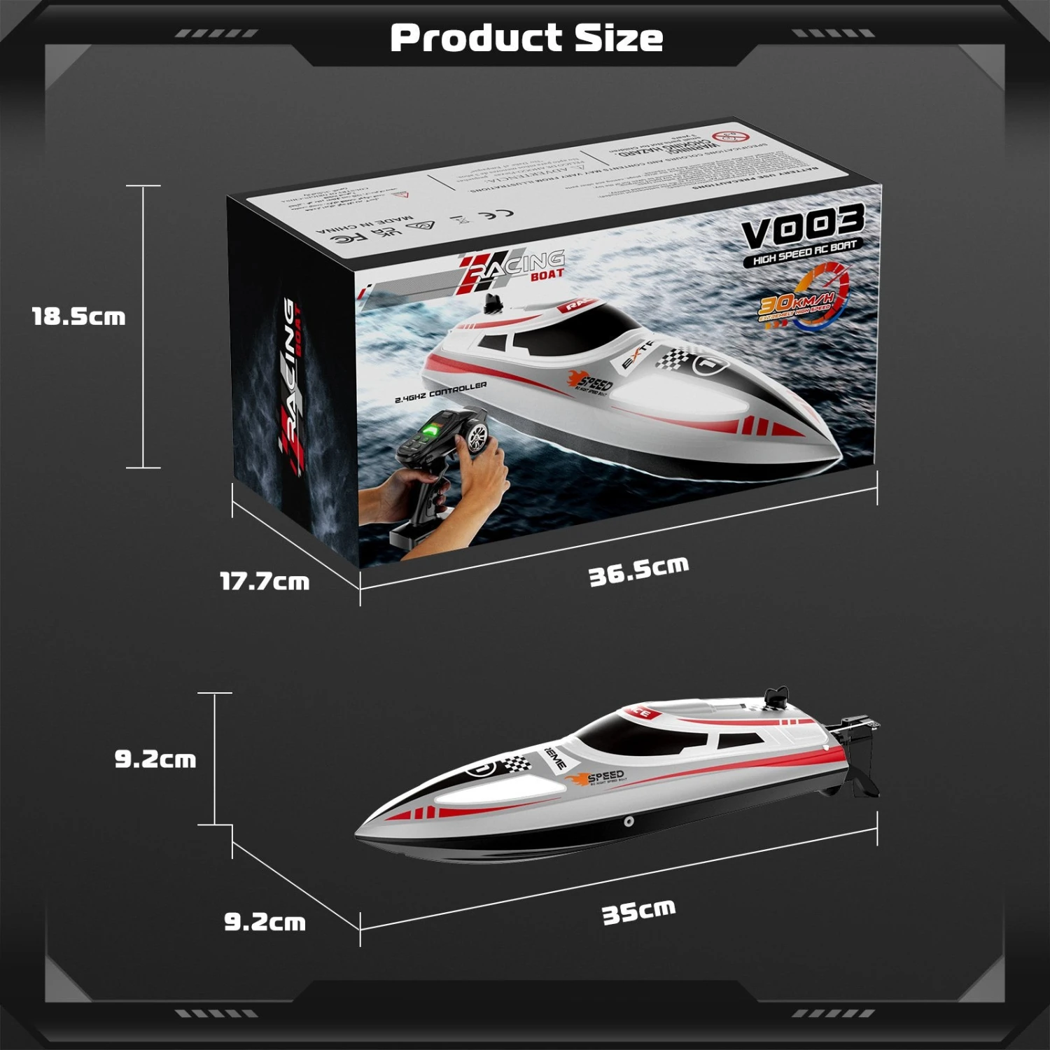 30KM/H Remote Control Boat 2.4G Fast Racing Boat Waterproof With LED Light 16 30KM/H Remote Control Boat 2.4G Fast Racing Boat Waterproof With LED Light - Image 16