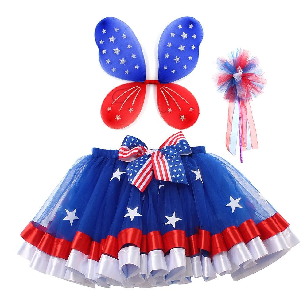 Girls Patriotic Tutu Dress With Wing And Fairy Wand 4th Of July Outfit Cute US Flag Clothes 1 Girls Patriotic Tutu Dress With Wing And Fairy Wand 4th Of July Outfit Cute US Flag Clothes