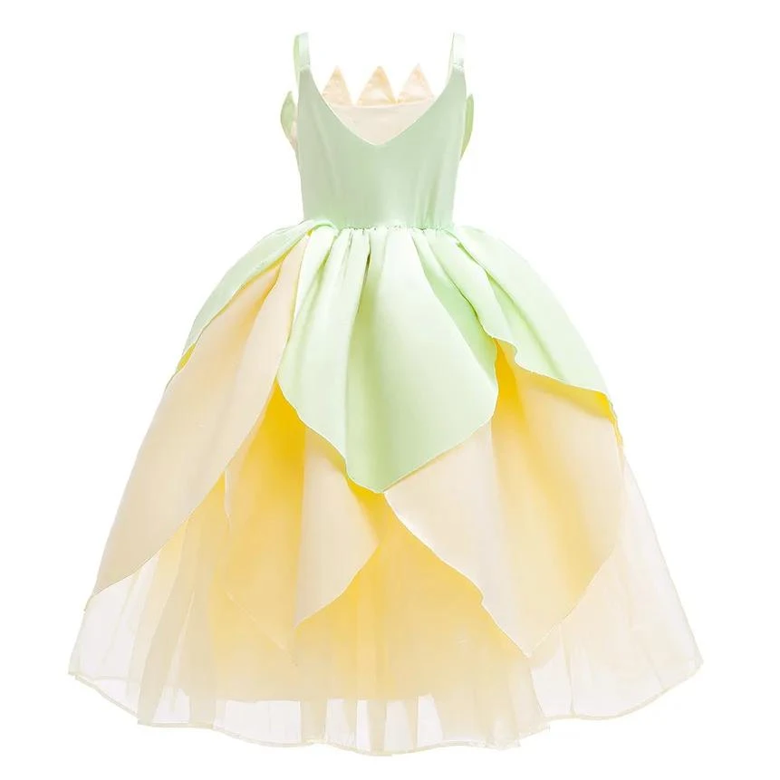 Tiana Frog Princess Costume Princess Light Up Dress Girls Off Shoulder Party Dress 3 Tiana Frog Princess Costume Princess Light Up Dress Girls Off Shoulder Party Dress - Image 3