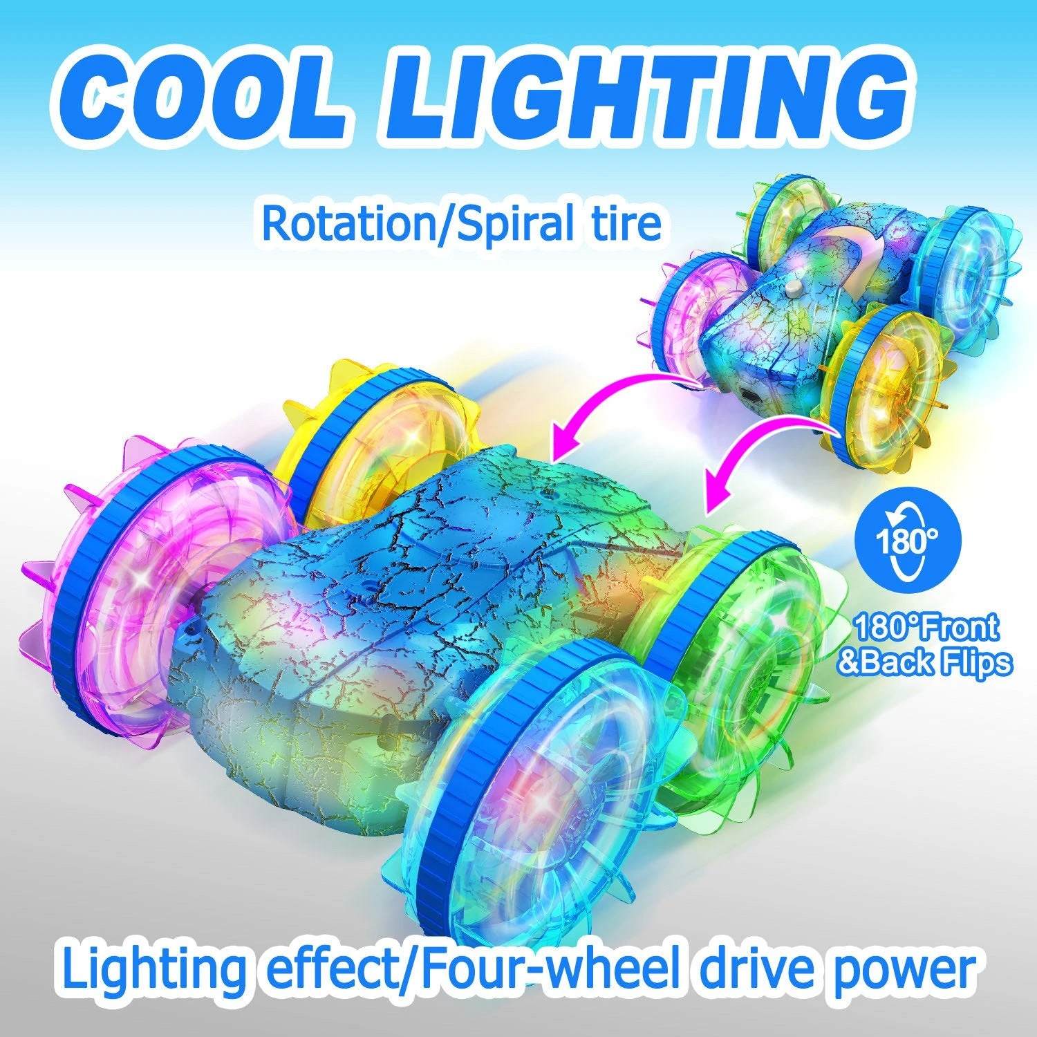 2.4G Amphibious Vehicle Double-Sided Stunt RC Car Colorful Lights 3 2.4G Amphibious Vehicle Double-Sided Stunt RC Car Colorful Lights - Image 3