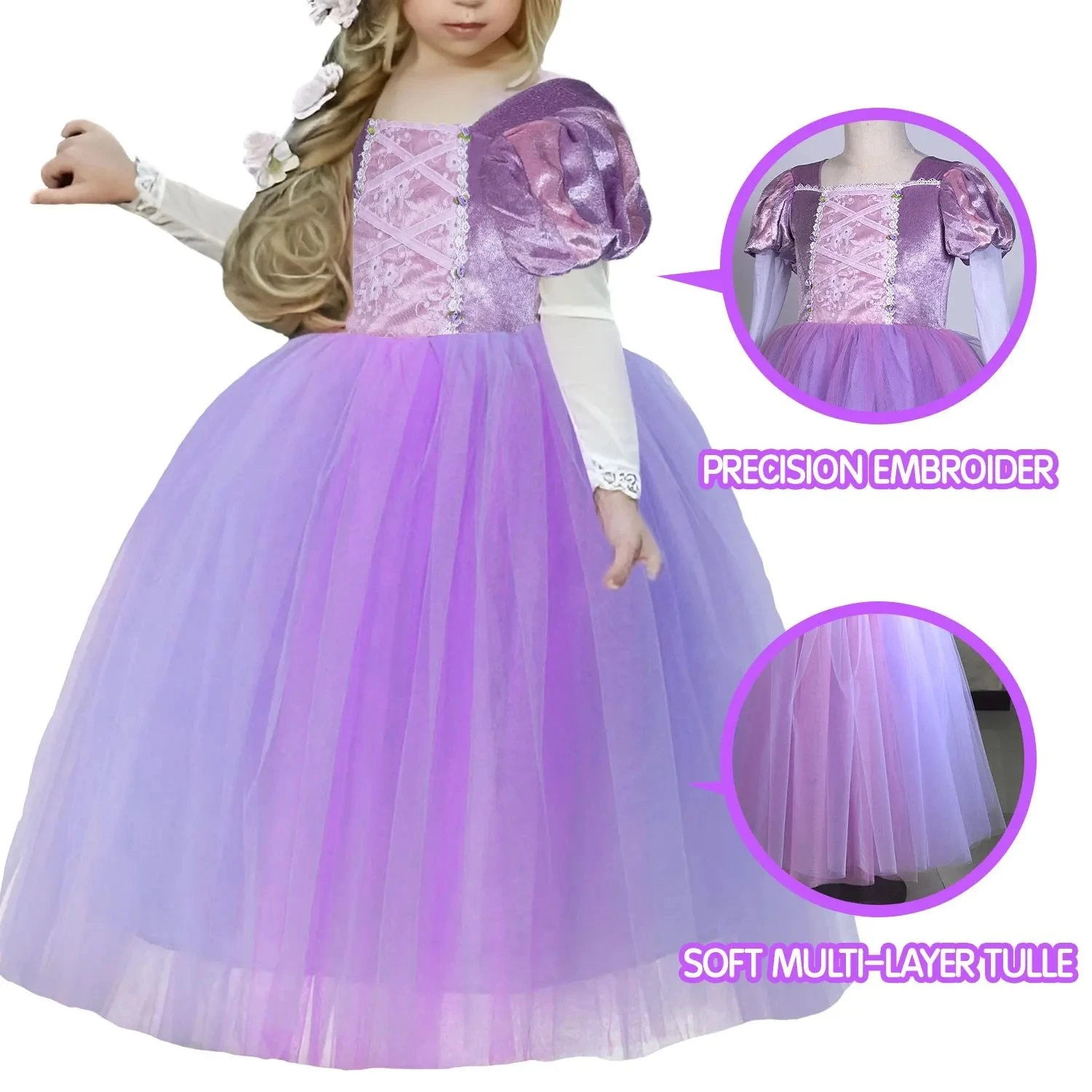 Kids Light Up Dress Long Hair Princess Of Corona LED Fancy Costume Birthday Party Outfit 8 Kids Light Up Dress Long Hair Princess Of Corona LED Fancy Costume Birthday Party Outfit - Image 8