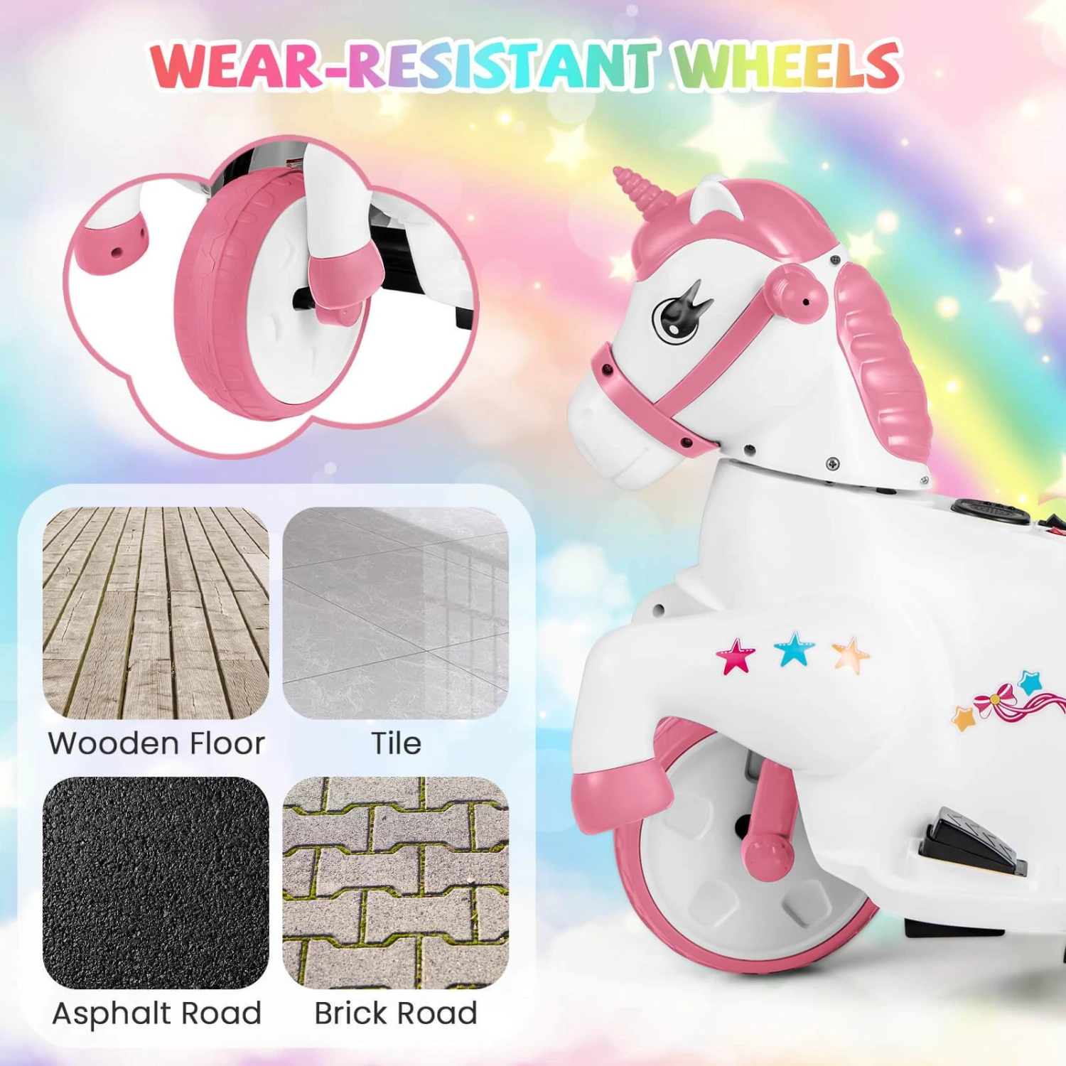 12V Kids Ride-On Toy With Training Wheels Dual Riding Modes Music Safety Horse Toy For Girls 7 12V Kids Ride-On Toy With Training Wheels Dual Riding Modes Music Safety Horse Toy For Girls - Image 7