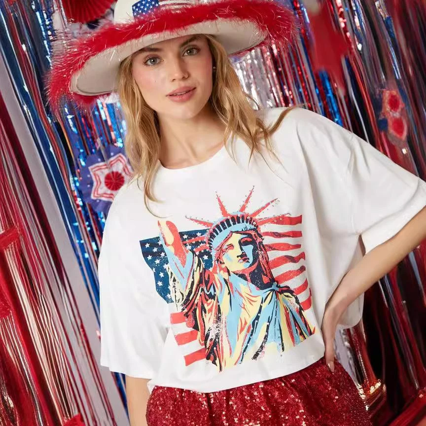 Women American Flag Shirt 4th Of July Patriotic Tee USA Star Stripes Tops 2 Women American Flag Shirt 4th Of July Patriotic Tee USA Star Stripes Tops - Image 2