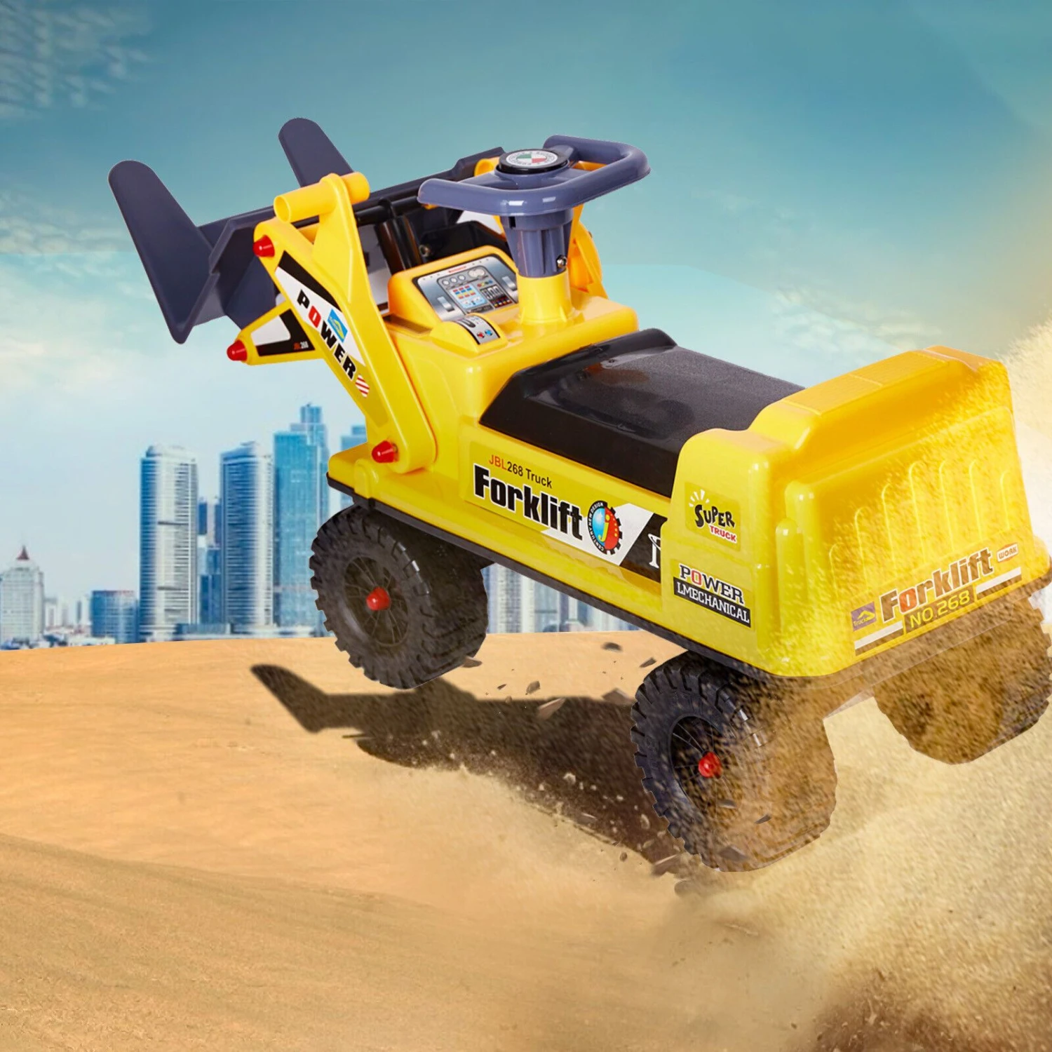 Kids Ride-On Forklift Crane Truck With Construction Helmet – Interactive Digger Toy With Lifting, Sliding & Sound Effects 3 Kids Ride-On Forklift Crane Truck With Construction Helmet – Interactive Digger Toy With Lifting, Sliding & Sound Effects - Image 3