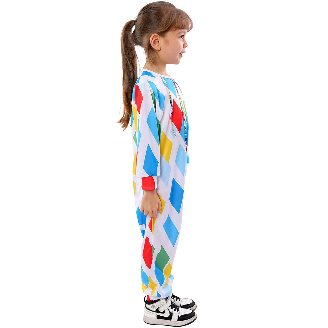 Kids Mardi Gras Outfit Harlequin Costume With Colorful Wig And Nose For Parade Party 5 Kids Mardi Gras Outfit Harlequin Costume With Colorful Wig And Nose For Parade Party - Image 5
