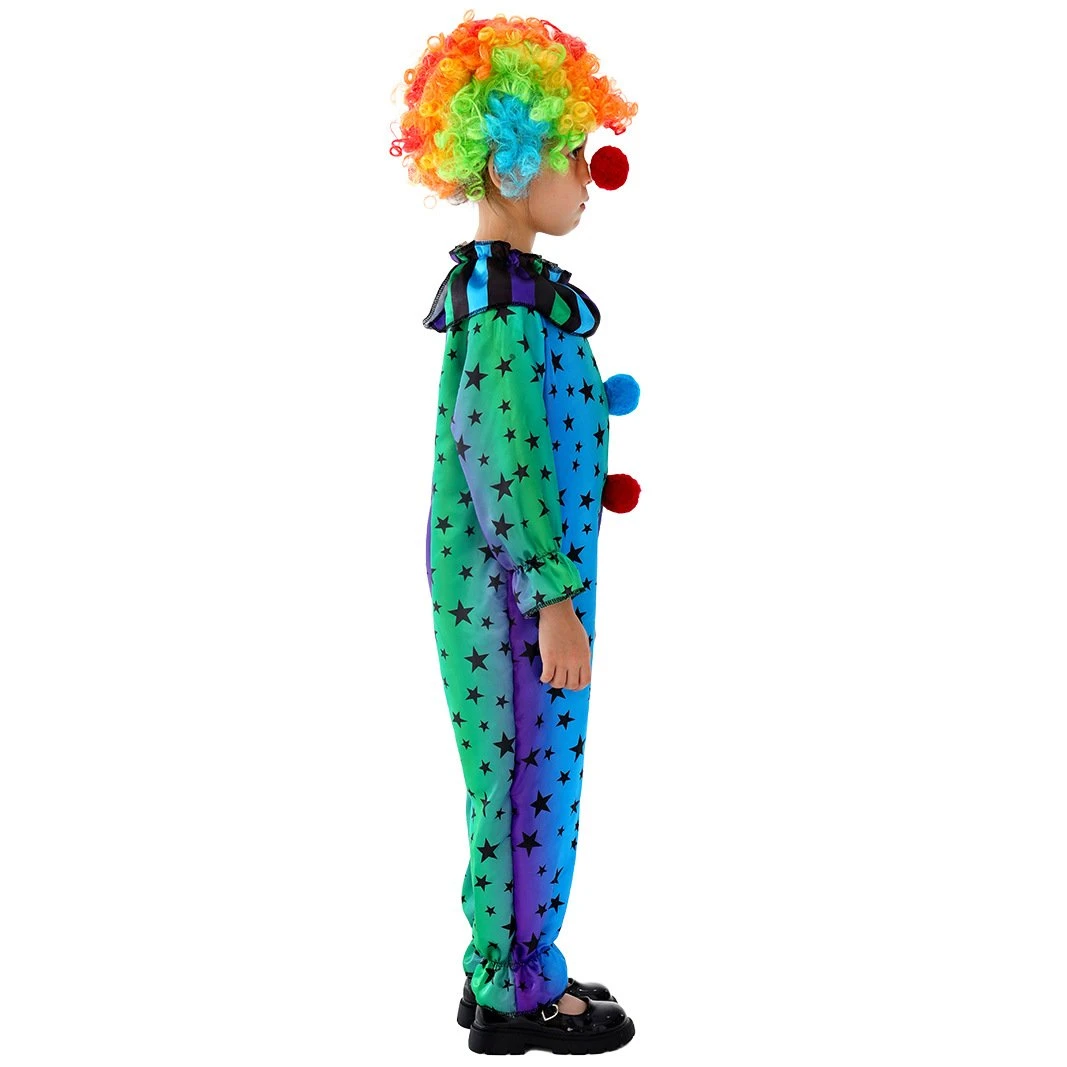 Kids Mardi Gras Jester Costume Jumpsuit Wig And Nose Outfit For Boys Girls 4 Kids Mardi Gras Jester Costume Jumpsuit Wig And Nose Outfit For Boys Girls - Image 4