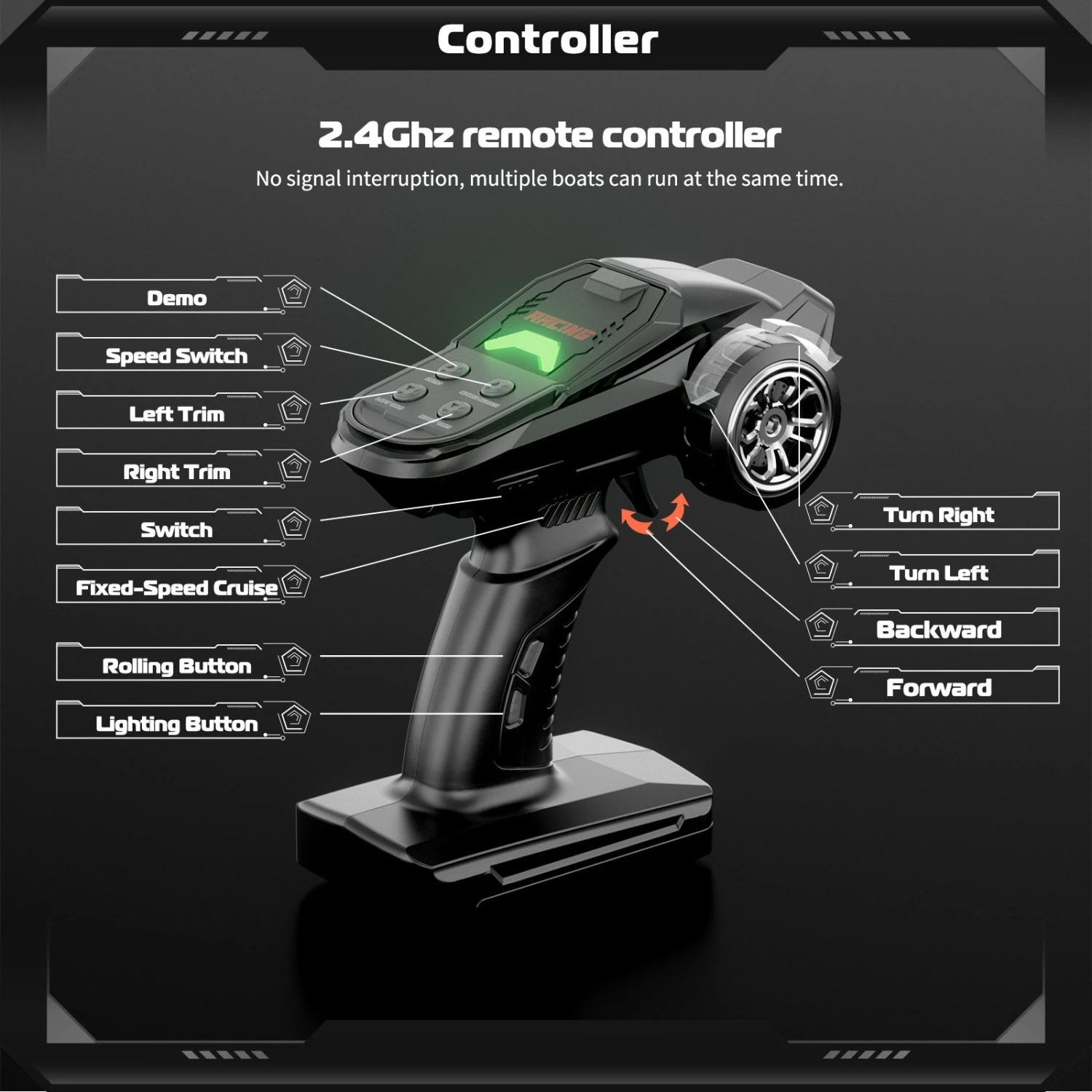 30KM/H Remote Control Boat 2.4G Fast Racing Boat Waterproof With LED Light 17 30KM/H Remote Control Boat 2.4G Fast Racing Boat Waterproof With LED Light - Image 17