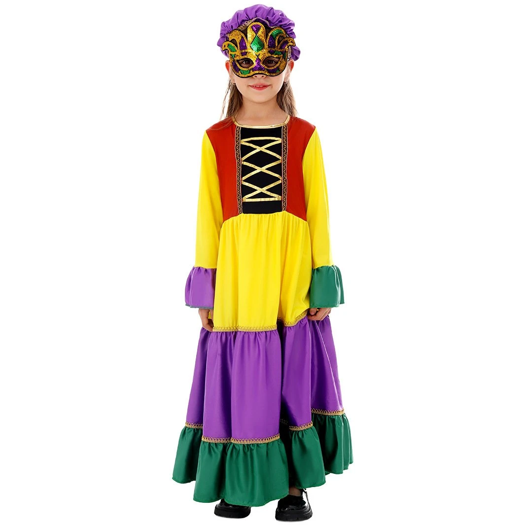 Girls Mardi Gras Outfit Party Dress Mask And Hat 3pcs Suit For Parade 5 Girls Mardi Gras Outfit Party Dress Mask And Hat 3pcs Suit For Parade - Image 5