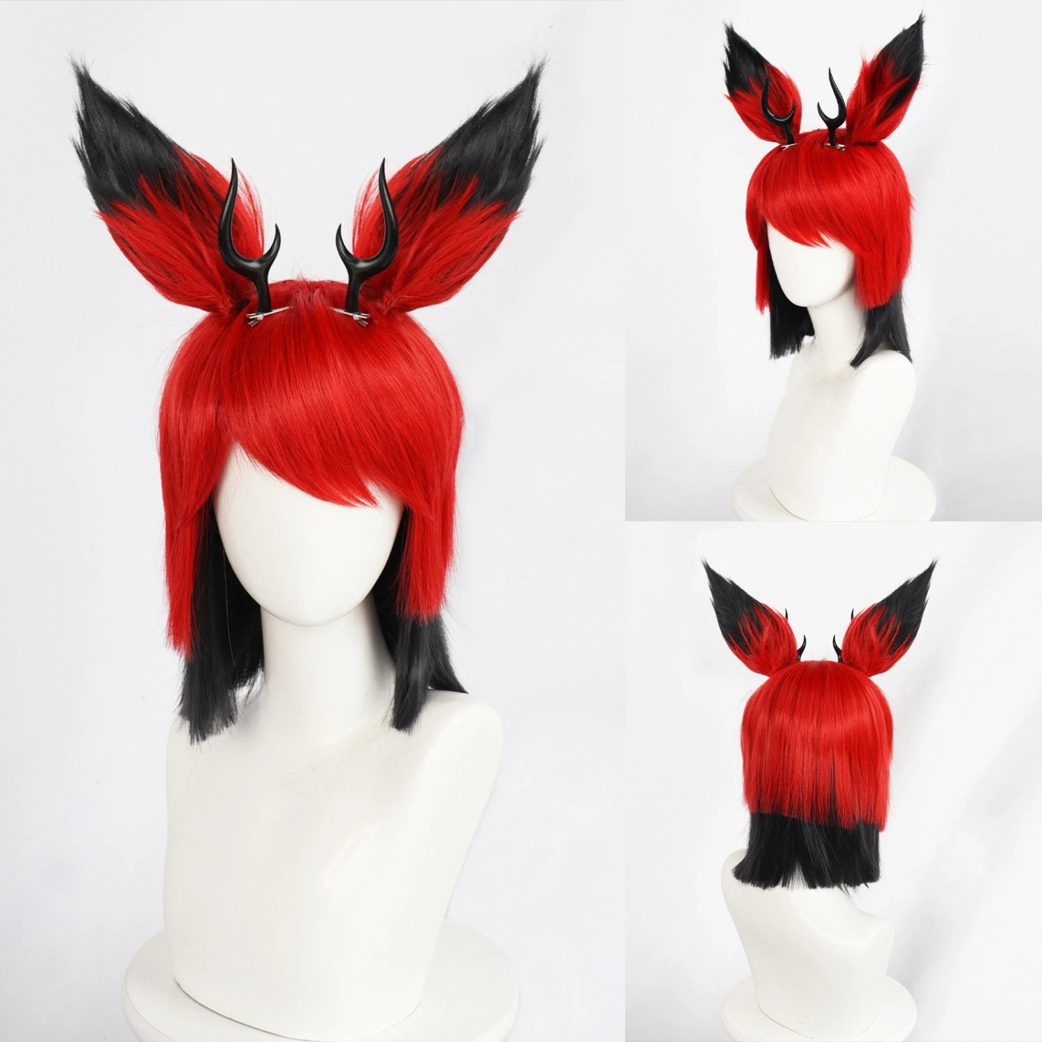 Alastor Cosplay Wig Hazbin Character Alastor Modeling Wig And Horns 5 Alastor Cosplay Wig Hazbin Character Alastor Modeling Wig And Horns - Image 5