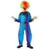 Kids Mardi Gras Jester Costume Jumpsuit Wig And Nose Outfit For Boys Girls