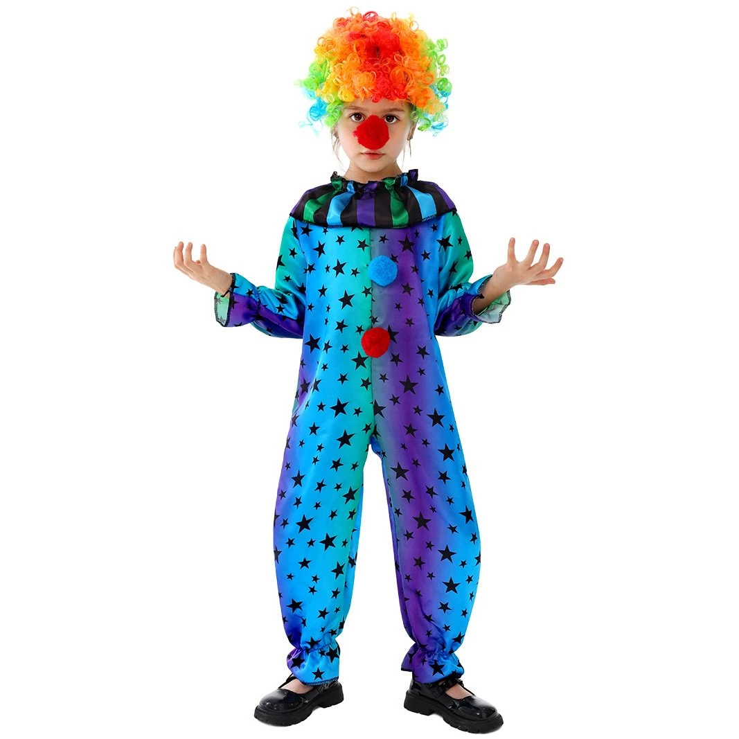 Kids Mardi Gras Jester Costume Jumpsuit Wig And Nose Outfit For Boys Girls 1 Kids Mardi Gras Jester Costume Jumpsuit Wig And Nose Outfit For Boys Girls