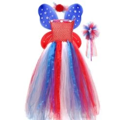Girls July 4th Outfit Ball Gown Dress With Wing Fairy Wand Headband Full Set For Carnival -Sun Baby Sales Store jpg e66786e8 ac83 42c5 a085 fdfcc1fa531a