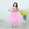 Kids Pink Elsa Dress Summer Party Dress Birthday Dress Up For Girls 3T-10 Years