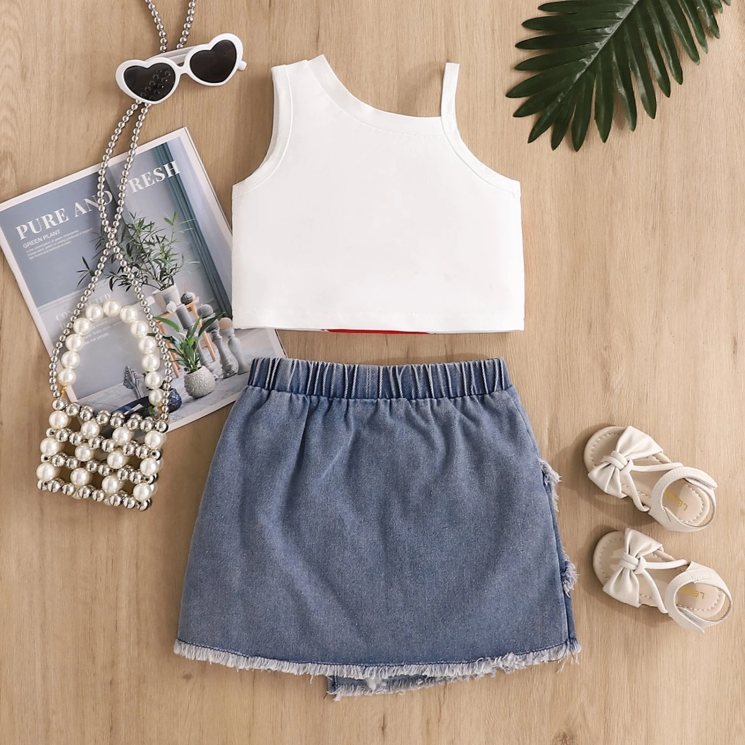 Toddler My First Fourth Of July Outfit Baby Girl July 4 Clothes American Flag Tanks And Denim Skirt 2 Toddler My First Fourth Of July Outfit Baby Girl July 4 Clothes American Flag Tanks And Denim Skirt - Image 2