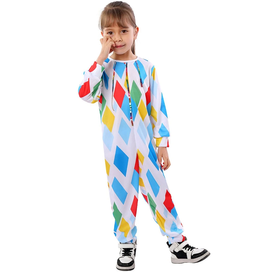 Kids Mardi Gras Outfit Harlequin Costume With Colorful Wig And Nose For Parade Party 6 Kids Mardi Gras Outfit Harlequin Costume With Colorful Wig And Nose For Parade Party - Image 6