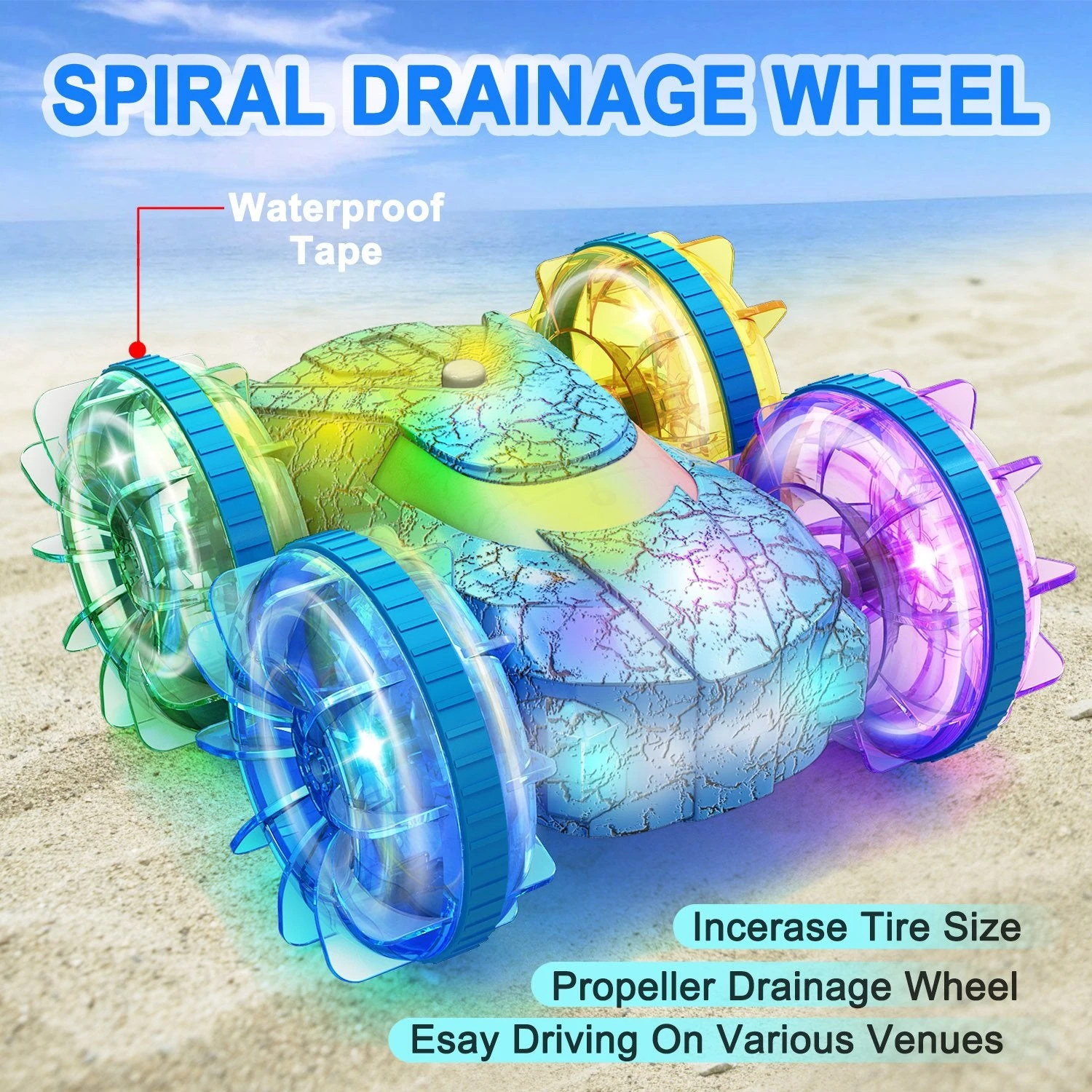 2.4G Amphibious Vehicle Double-Sided Stunt RC Car Colorful Lights 5 2.4G Amphibious Vehicle Double-Sided Stunt RC Car Colorful Lights - Image 5