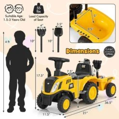 Kids Ride-On Tractor Foot-to-Floor Sliding Car With Detachable Trailer, LED Lights, Horn, And Sand Play Tools For Ages 1.5-3 13 Kids Ride-On Tractor Foot-to-Floor Sliding Car With Detachable Trailer, LED Lights, Horn, And Sand Play Tools For Ages 1.5-3 -Sun Baby Sales Store jpg f234e343 637f 4ea8 b5f7 8bbdf88056a4