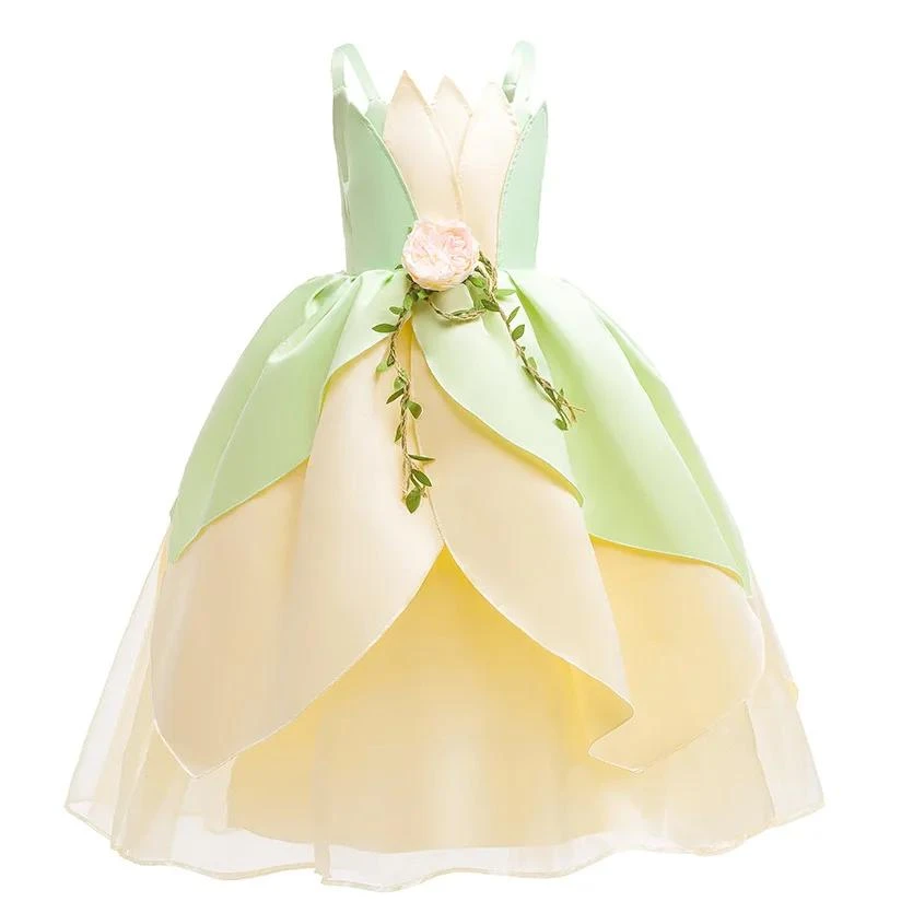 Tiana Frog Princess Costume Princess Light Up Dress Girls Off Shoulder Party Dress 4 Tiana Frog Princess Costume Princess Light Up Dress Girls Off Shoulder Party Dress - Image 4