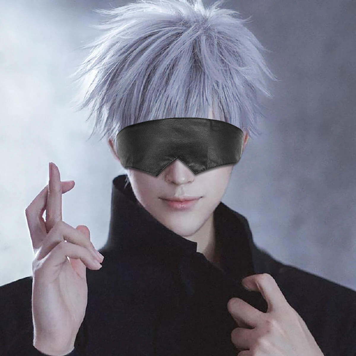 Satoru Gojo Costume Black JJK Halloween Cosplay Outfit With Glass Wig Blinder Full Set 6 Satoru Gojo Costume Black JJK Halloween Cosplay Outfit With Glass Wig Blinder Full Set - Image 6