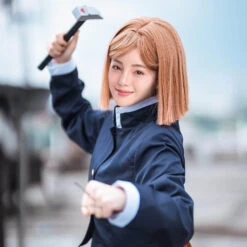 Nobara Kugisaki Costume JJK Blue Nobara Cosplay Shirt Dress Bag Wig Full Set -Sun Baby Sales Store jujutsu kaisen cosplay costume 1