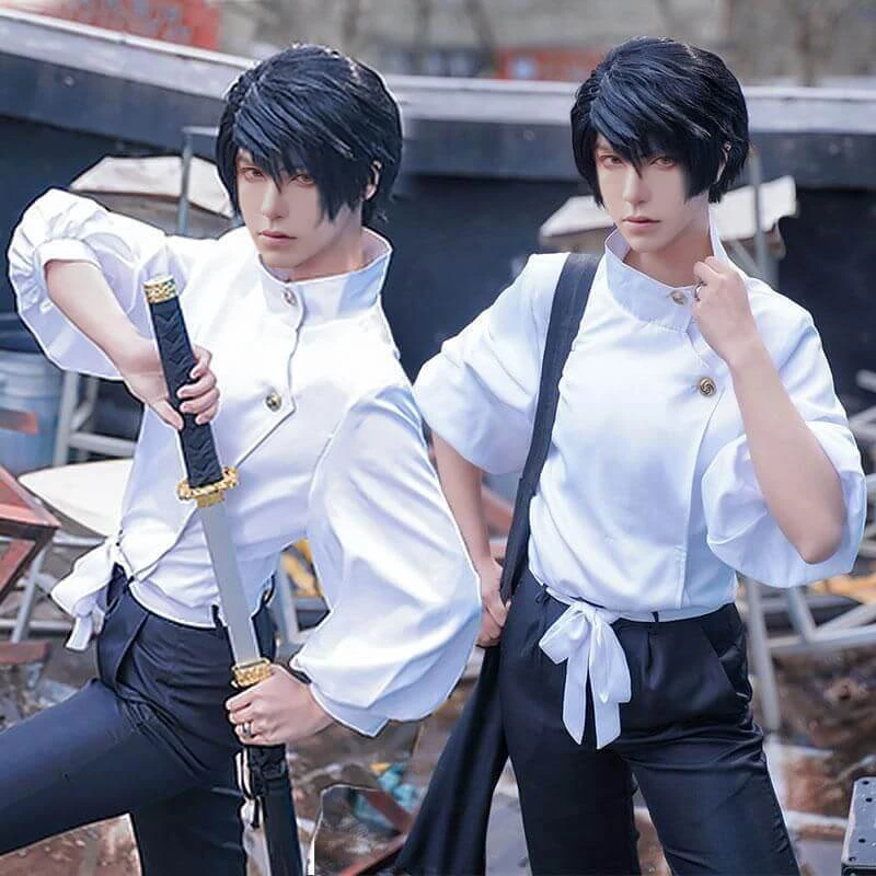 Adult Yuta Okkotsu Costume White JJK Cosplay Outfit Shirt Pants And Belt Full Set 1 Adult Yuta Okkotsu Costume White JJK Cosplay Outfit Shirt Pants And Belt Full Set