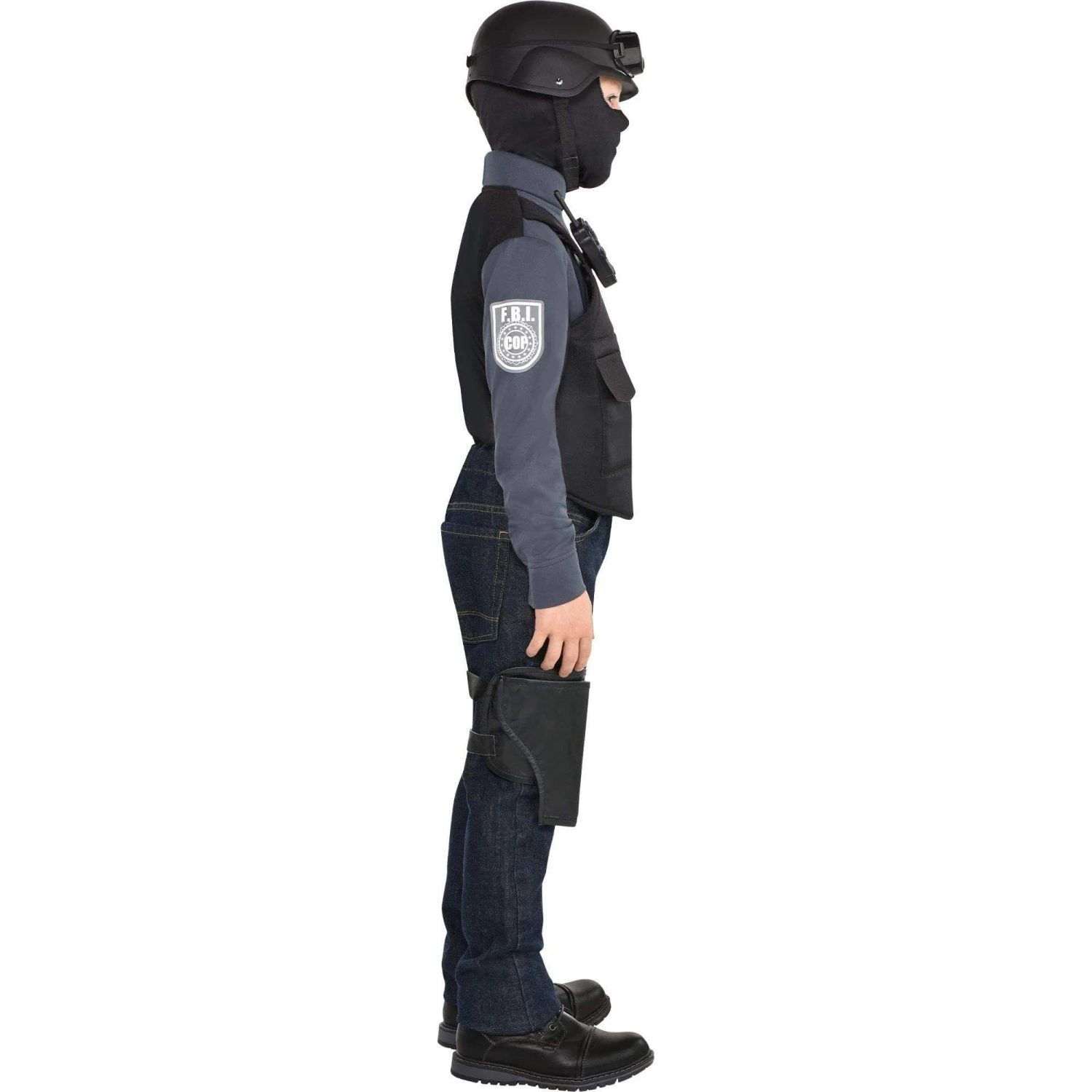 Police Costume For Kids FBI Cop Outfit Bulletproof Vest Helmet Goggles Mask And Interphone 5pcs Suit For Halloween Cosplay 2 Police Costume For Kids FBI Cop Outfit Bulletproof Vest Helmet Goggles Mask And Interphone 5pcs Suit For Halloween Cosplay - Image 2