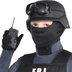 Police Costume For Kids FBI Cop Outfit Bulletproof Vest Helmet Goggles Mask And Interphone 5pcs Suit For Halloween Cosplay 6 Police Costume For Kids FBI Cop Outfit Bulletproof Vest Helmet Goggles Mask And Interphone 5pcs Suit For Halloween Cosplay -Sun Baby Sales Store kids FBI costume police outfit 4
