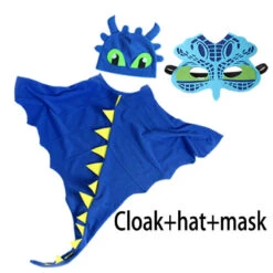 Kids Dragon Cloak With Hat Mask 3pcs Dinosaur Cosplay Costume Cape For Halloween Party -Sun Baby Sales Store kids dinosaur cloak costume 9
