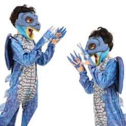 Kids Dinosaur Costume T-rex Jumpsuit Dragon Wings Dinosaur Latex Rubber Mask 3pcs Set For Fancy Cosplay 3T-10 -Sun Baby Sales Store kids dinosaur costume 4