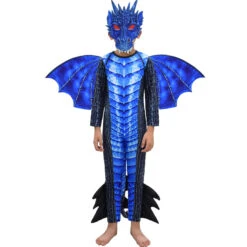 Kids Dinosaur Costume T-rex Jumpsuit Dragon Wings Dinosaur Latex Rubber Mask 3pcs Set For Fancy Cosplay 3T-10 -Sun Baby Sales Store kids dinosaur costume 8 1