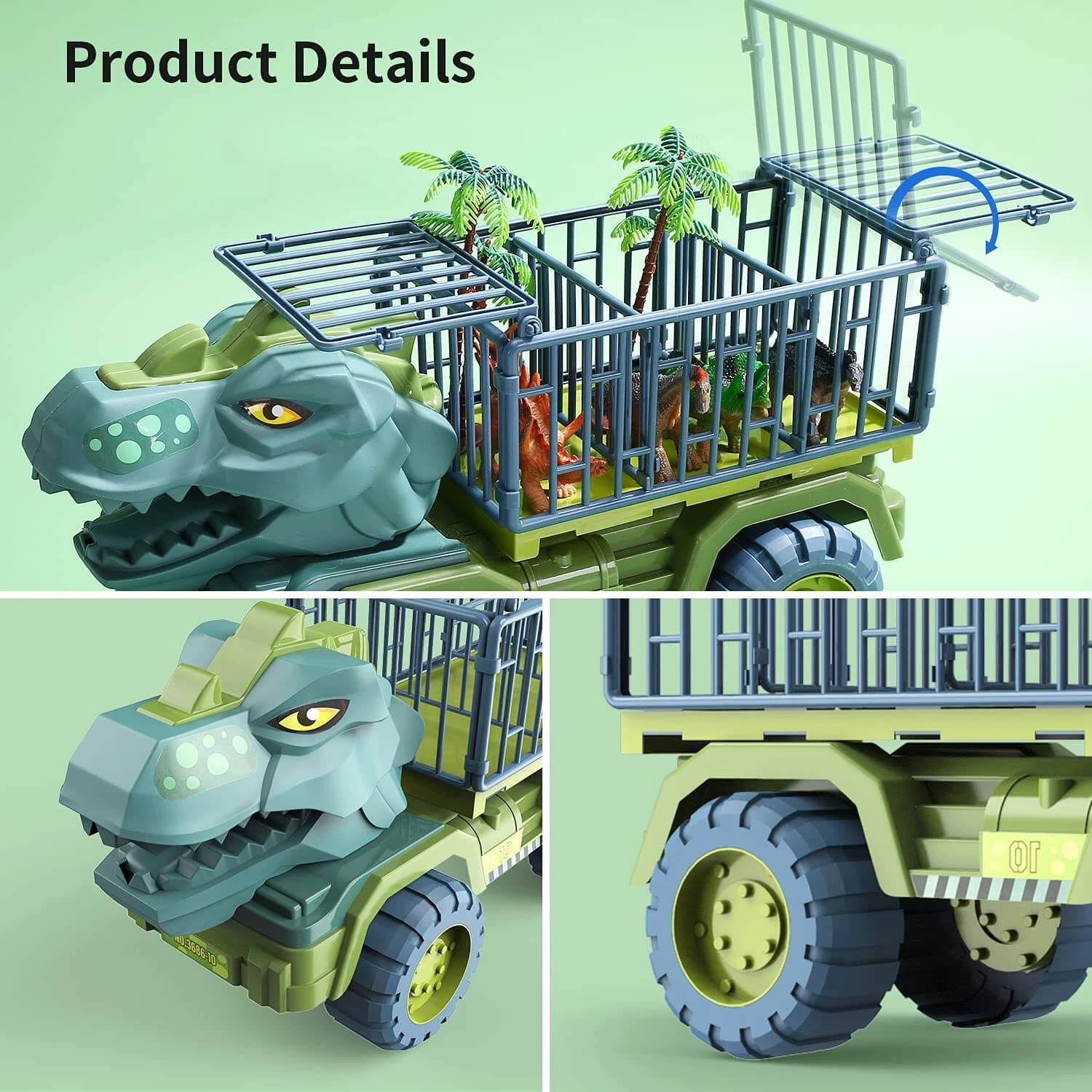 Kids Dinosaur Transport Car Carrier Truck With 3 Dino Toys Friction Powered Dinosaur Set For Boys Girls 6 Kids Dinosaur Transport Car Carrier Truck With 3 Dino Toys Friction Powered Dinosaur Set For Boys Girls - Image 6