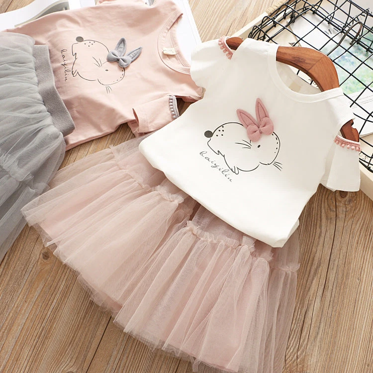 Kids Easter Dress 3T-7 Bunny T-shirt And Tutu Skirt 2pcs Suit Girls Easter Outfit 1 Kids Easter Dress 3T-7 Bunny T-shirt And Tutu Skirt 2pcs Suit Girls Easter Outfit