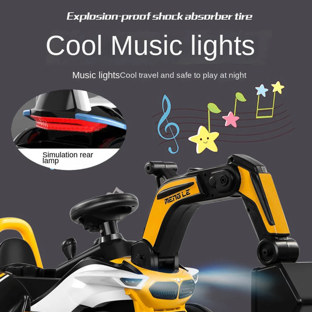 Kids Electric Ride-on Excavator Boys Gilrs Outdoor Digger Truck With Helmet, Power Digger And Light 7 Kids Electric Ride-on Excavator Boys Gilrs Outdoor Digger Truck With Helmet, Power Digger And Light - Image 7