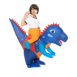 Kids Inflatable Dinosaur Costume Riding Blow Up Dino Costume Funny Halloween Cosplay Outfit For Dress Up