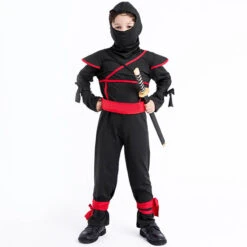 Kids Ninja Costume Black Outfit For Halloween Dress Up Party 2-8T