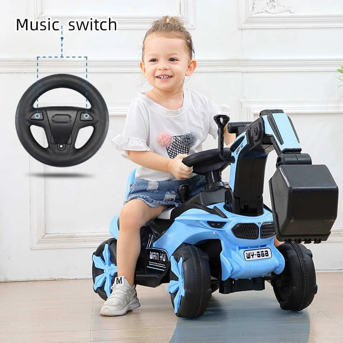 Kids Ride-on Excavator Toy Boys Gilrs Outdoor Digger Truck With LED And Simulation Sound 5 Kids Ride-on Excavator Toy Boys Gilrs Outdoor Digger Truck With LED And Simulation Sound - Image 5