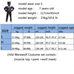 Child Muscle Wolf Suits Werewolf Costume With Mask For Boys Kids Halloween Monster Dress Up 13 Child Muscle Wolf Suits Werewolf Costume With Mask For Boys Kids Halloween Monster Dress Up -Sun Baby Sales Store kids werewolf cosplay costume 3