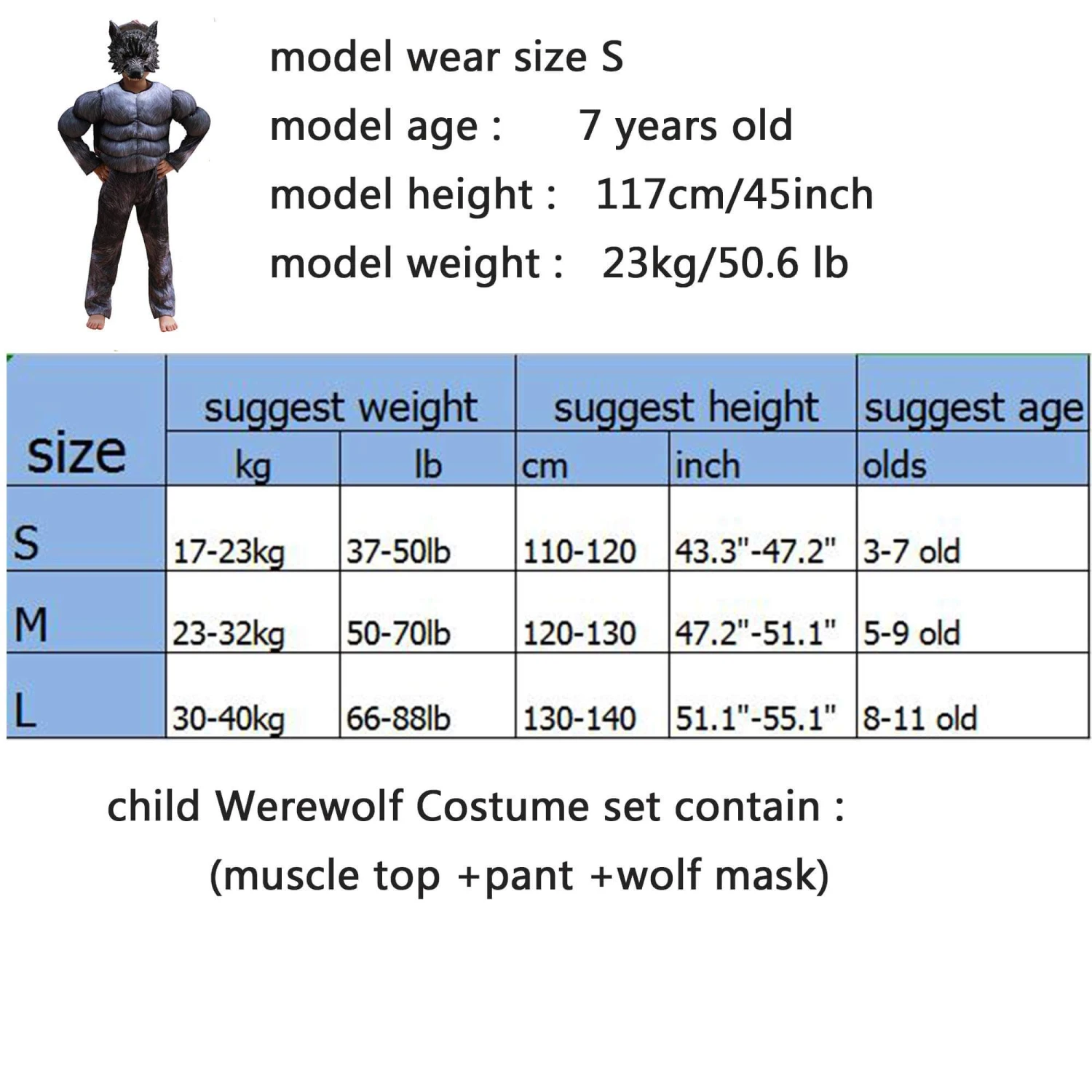 Child Muscle Wolf Suits Werewolf Costume With Mask For Boys Kids Halloween Monster Dress Up 7 Child Muscle Wolf Suits Werewolf Costume With Mask For Boys Kids Halloween Monster Dress Up - Image 7