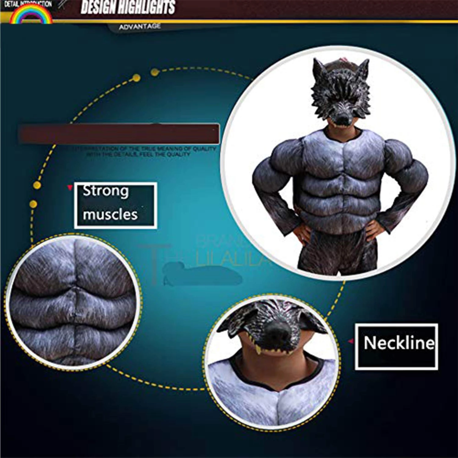 Child Muscle Wolf Suits Werewolf Costume With Mask For Boys Kids Halloween Monster Dress Up 6 Child Muscle Wolf Suits Werewolf Costume With Mask For Boys Kids Halloween Monster Dress Up - Image 6