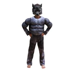 Child Muscle Wolf Suits Werewolf Costume With Mask For Boys Kids Halloween Monster Dress Up