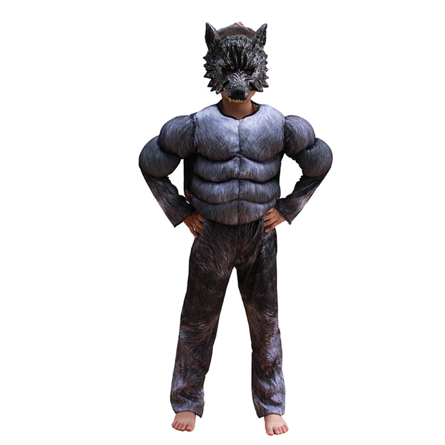 Child Muscle Wolf Suits Werewolf Costume With Mask For Boys Kids Halloween Monster Dress Up 1 Child Muscle Wolf Suits Werewolf Costume With Mask For Boys Kids Halloween Monster Dress Up