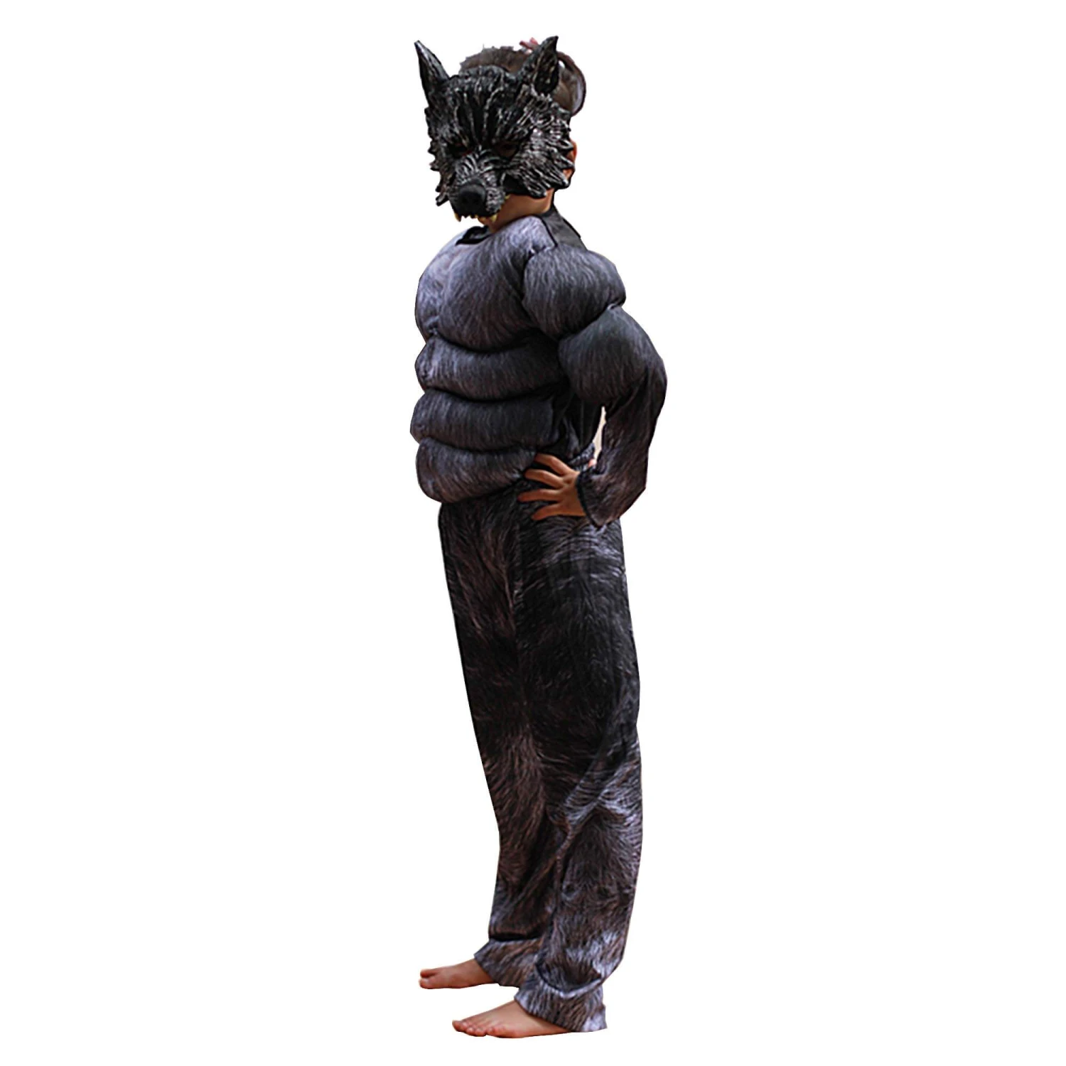 Child Muscle Wolf Suits Werewolf Costume With Mask For Boys Kids Halloween Monster Dress Up 2 Child Muscle Wolf Suits Werewolf Costume With Mask For Boys Kids Halloween Monster Dress Up - Image 2