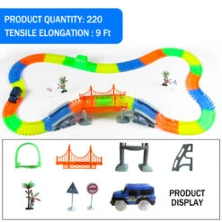 Magic Tracks With 9Ft Flexible Glow Racing Tracks 220Pcs And Light Up Racing Polic Car 11 Magic Tracks With 9Ft Flexible Glow Racing Tracks 220Pcs And Light Up Racing Polic Car -Sun Baby Sales Store magic track rc cars